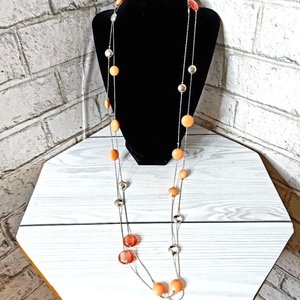 Long Pink Bead & Air Array Necklace